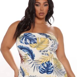 Fashion Nova Island Print Strapless Maxi Dress NWT Size 2X